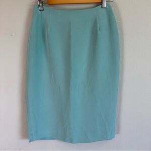 Vintage Rena Rowan 100% Silk‎ Aqua Pencil Skirt